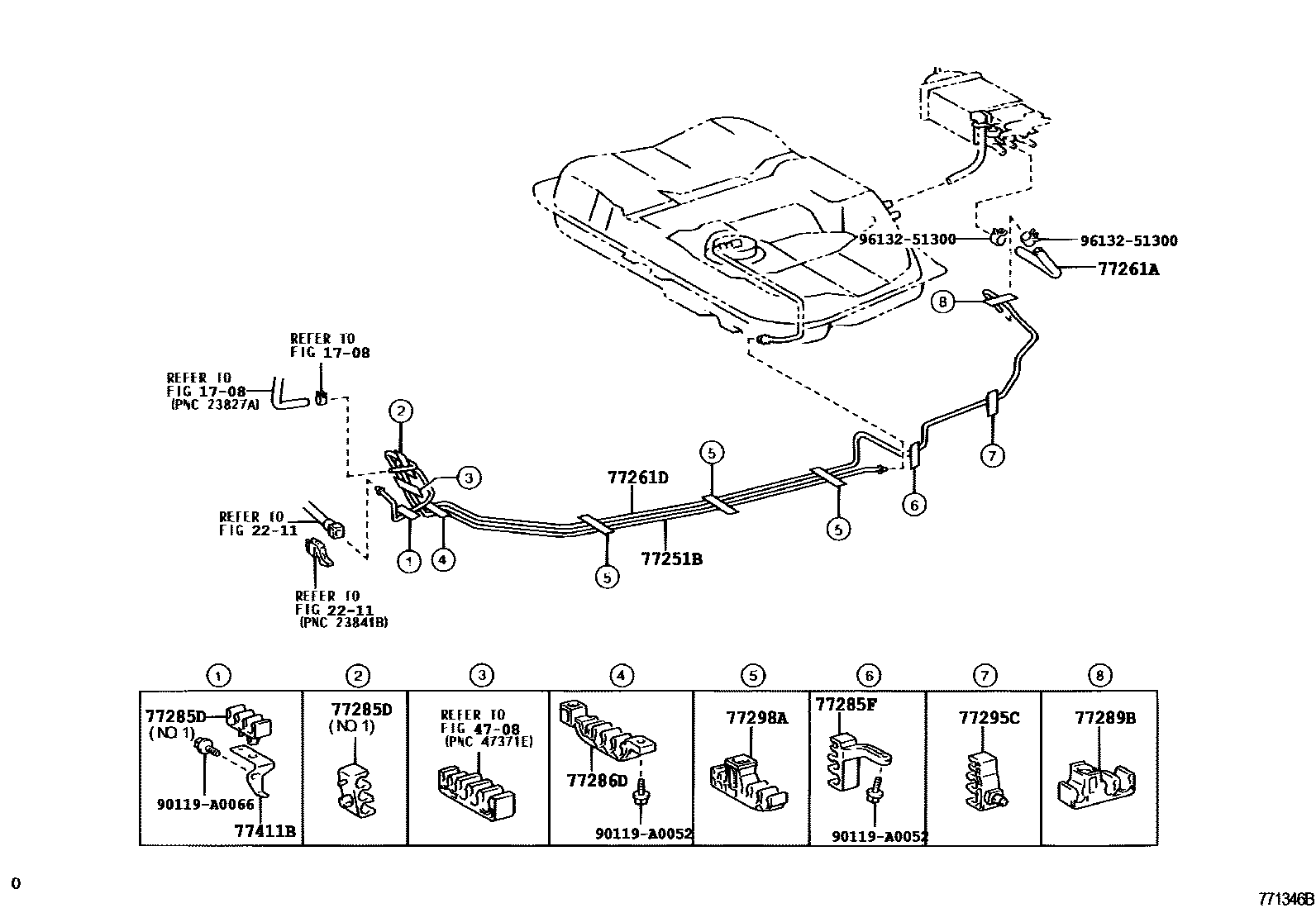 Toyota CAMRY 燃油箱和燃油管 EPC diagram — 771346B