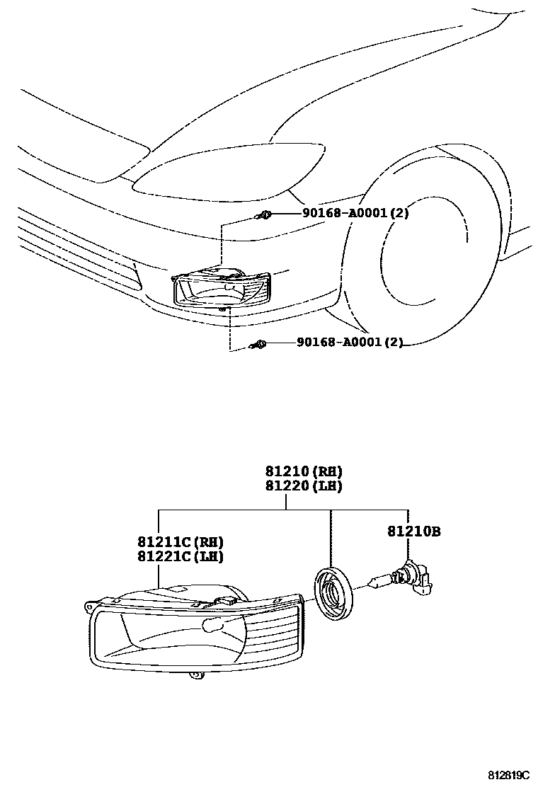 Toyota CAMRY Fog Lamp EPC diagram — 812819C