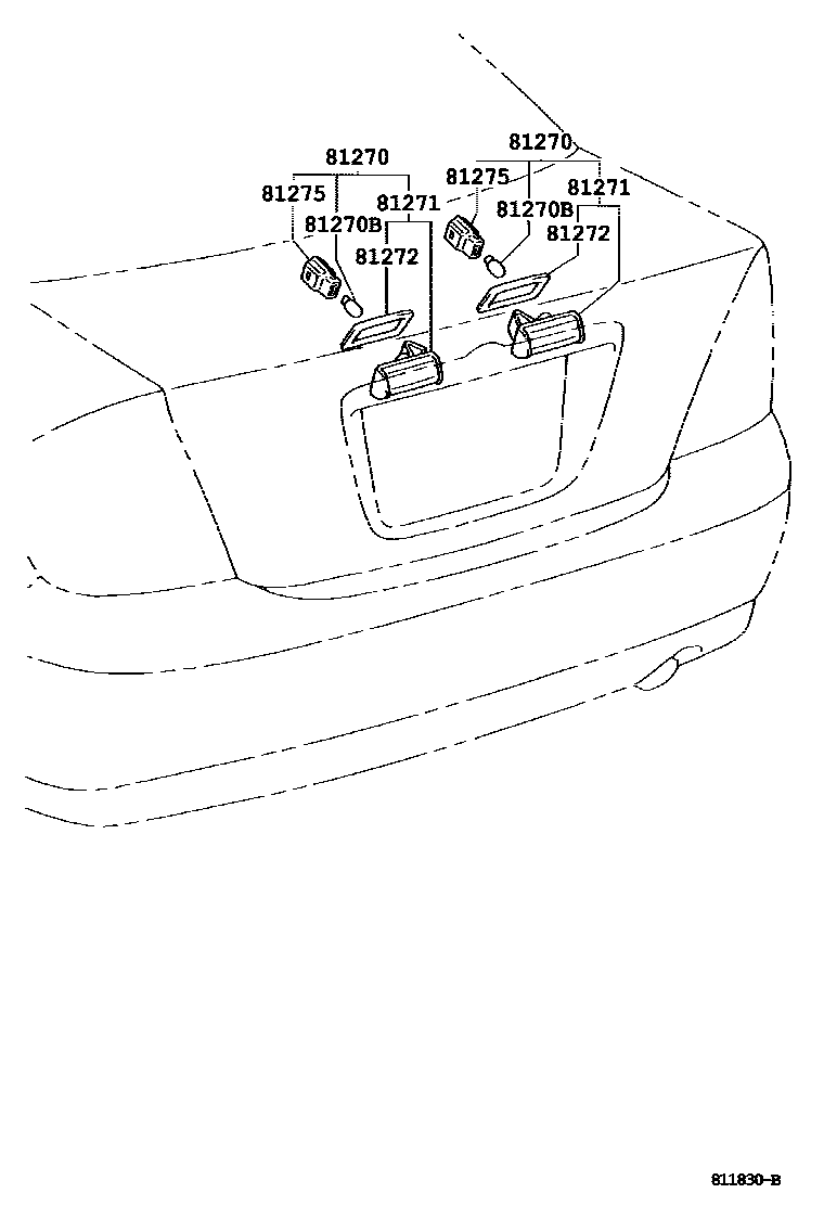Toyota CAMRY 后牌照灯 EPC diagram — 811830B