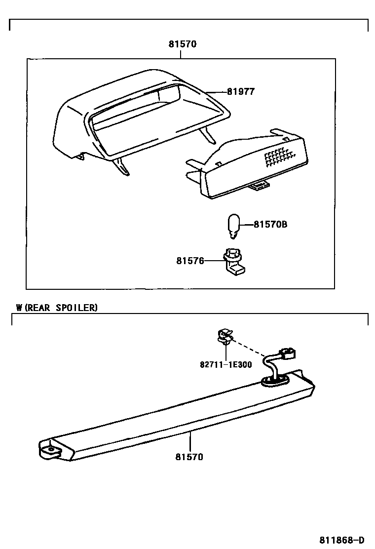 Toyota CAMRY 高位刹车灯 EPC diagram — 811868D