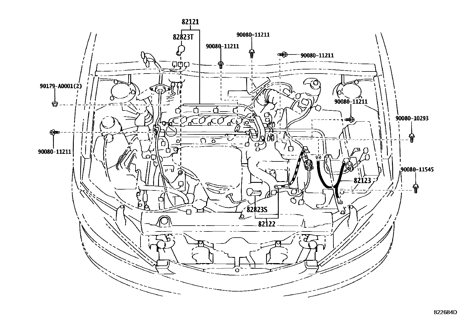 Toyota CAMRY 线束和卡夹 EPC diagram — 822684D