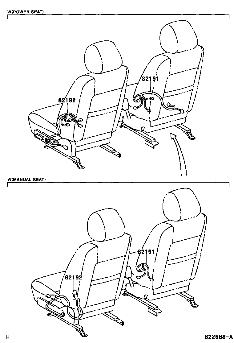 Toyota CAMRY 线束和卡夹 EPC diagram — 822688A