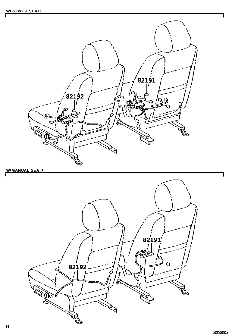 Toyota CAMRY 线束和卡夹 EPC diagram — 823835