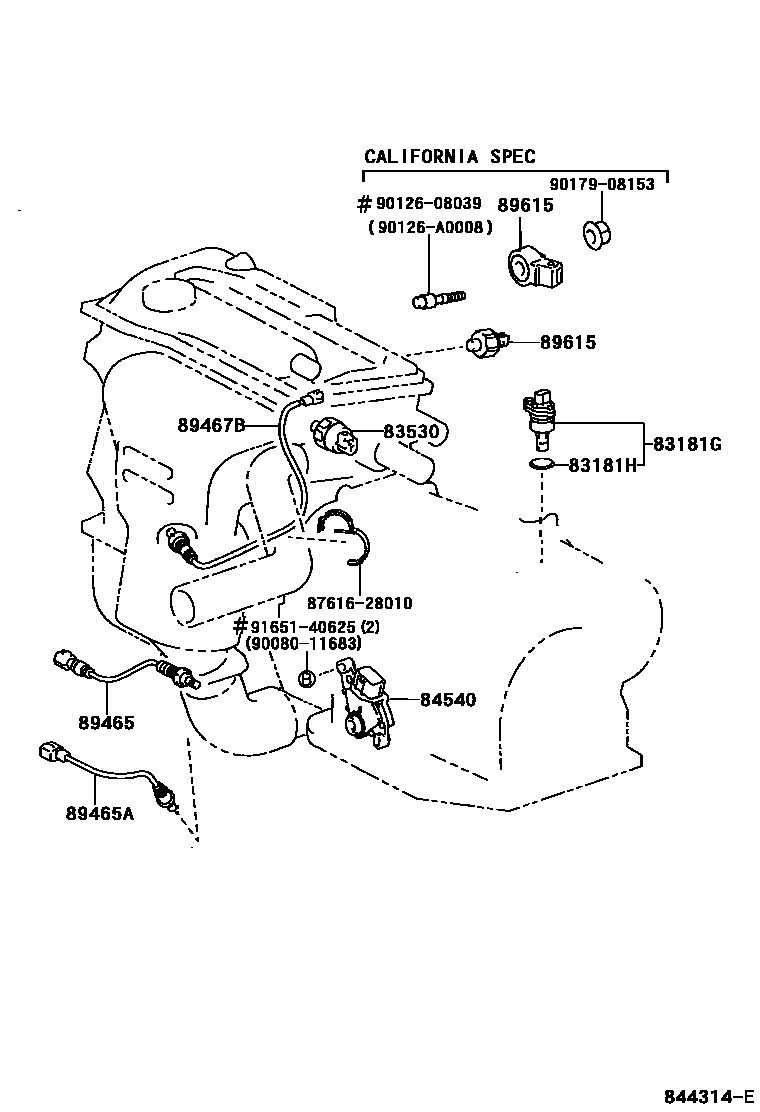 Toyota CAMRY 开关和继电器和ECU EPC diagram — 844314E
