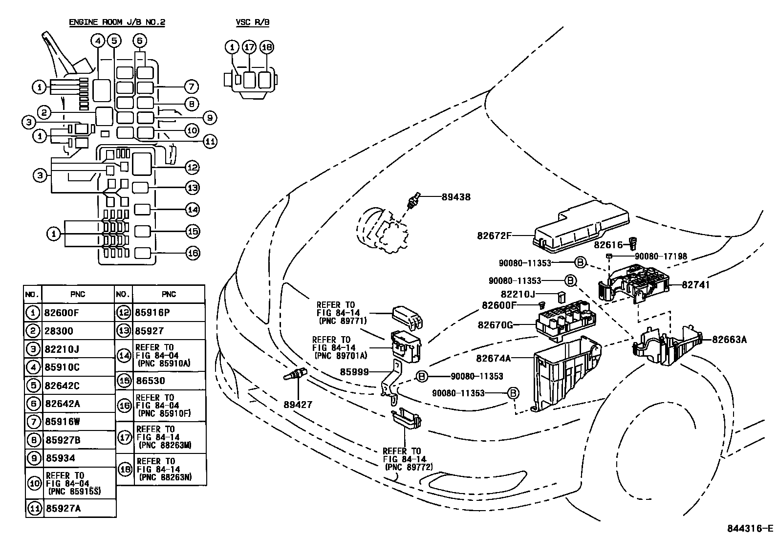 Toyota CAMRY 开关和继电器和ECU EPC diagram — 844316E