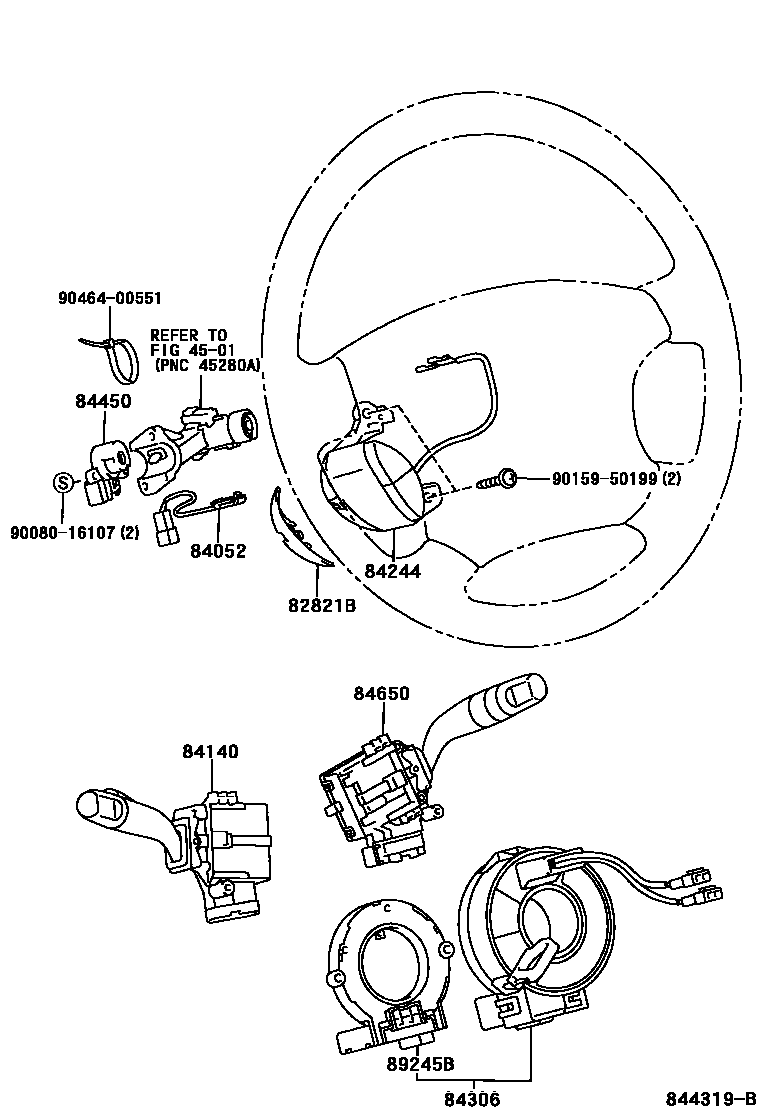 Toyota CAMRY 开关和继电器和ECU EPC diagram — 844319B