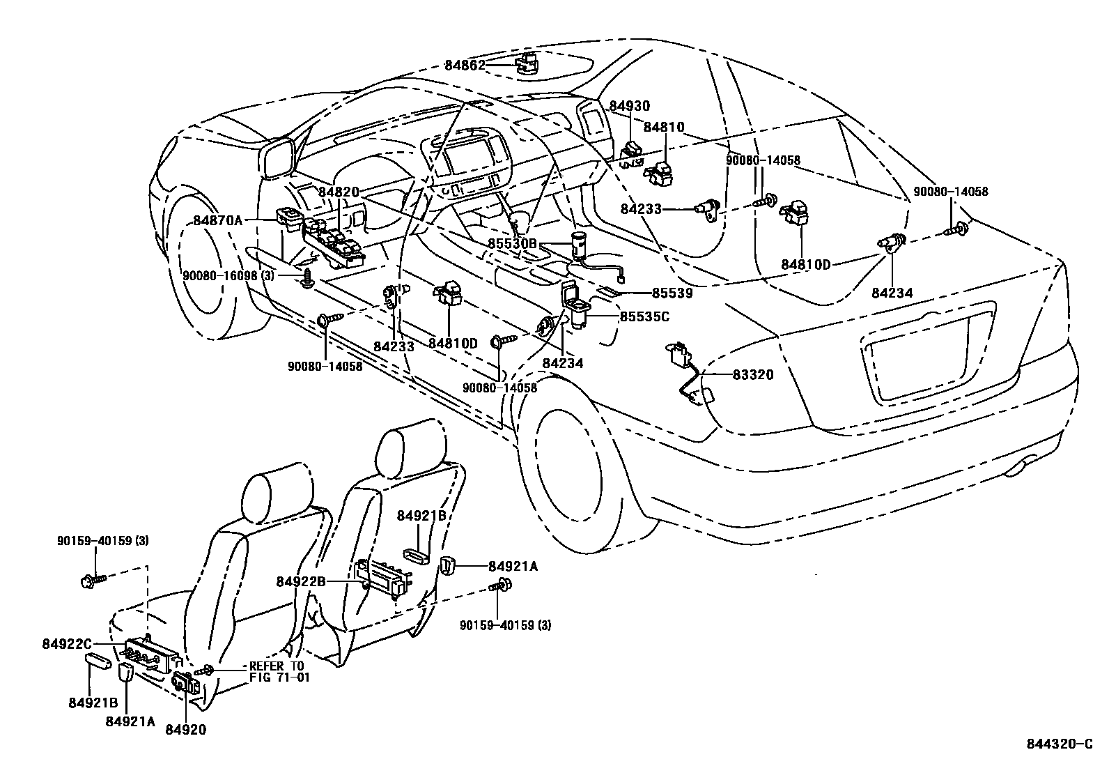 Toyota CAMRY 开关和继电器和ECU EPC diagram — 844320C