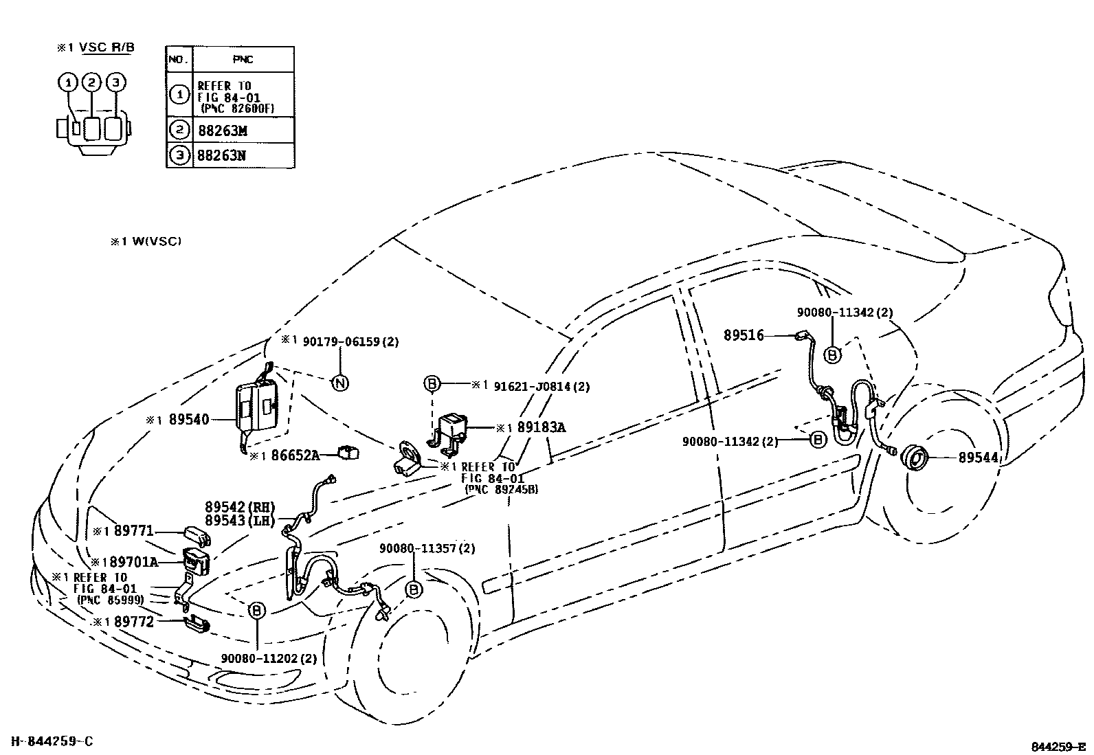 Toyota CAMRY ABS 和 VSC EPC diagram — 844259E