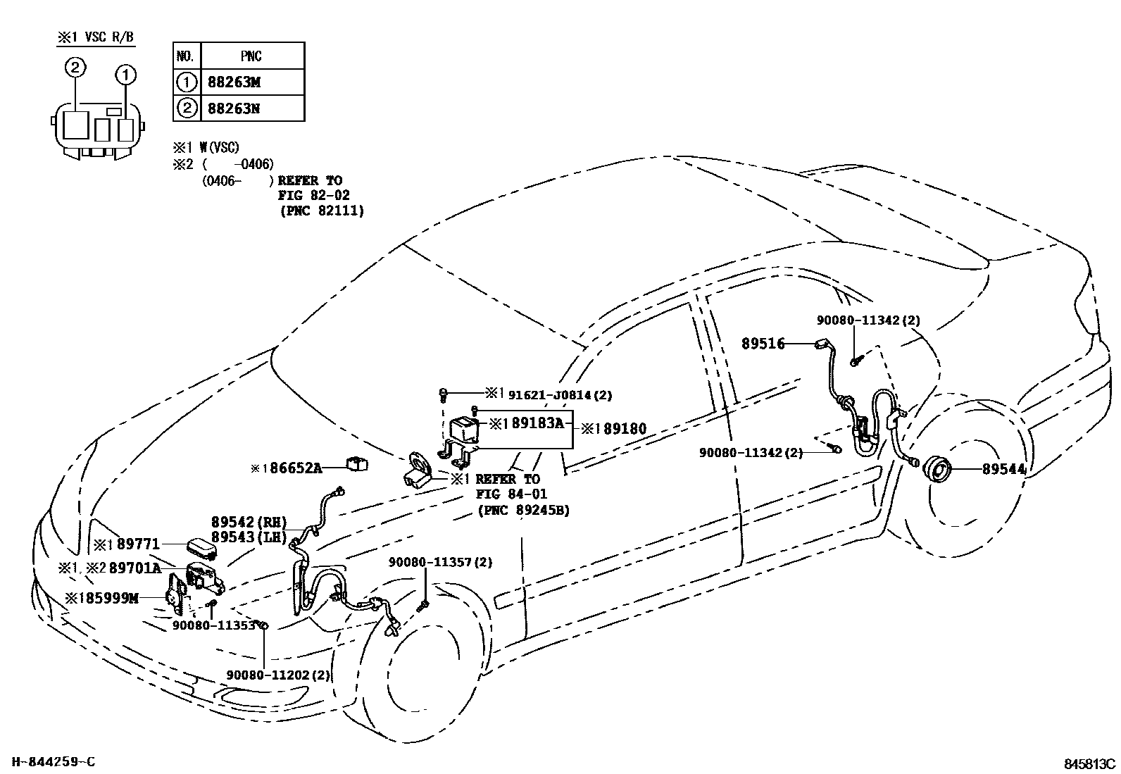 Toyota CAMRY ABS 和 VSC EPC diagram — 845813C