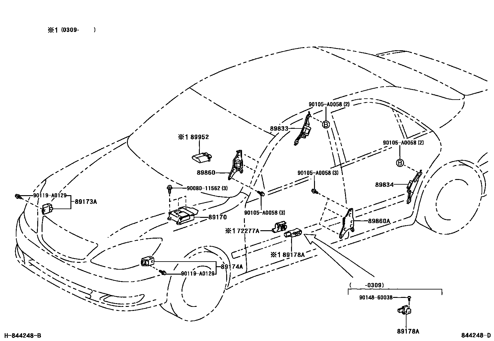 Toyota CAMRY 空气囊 EPC diagram — 844248D