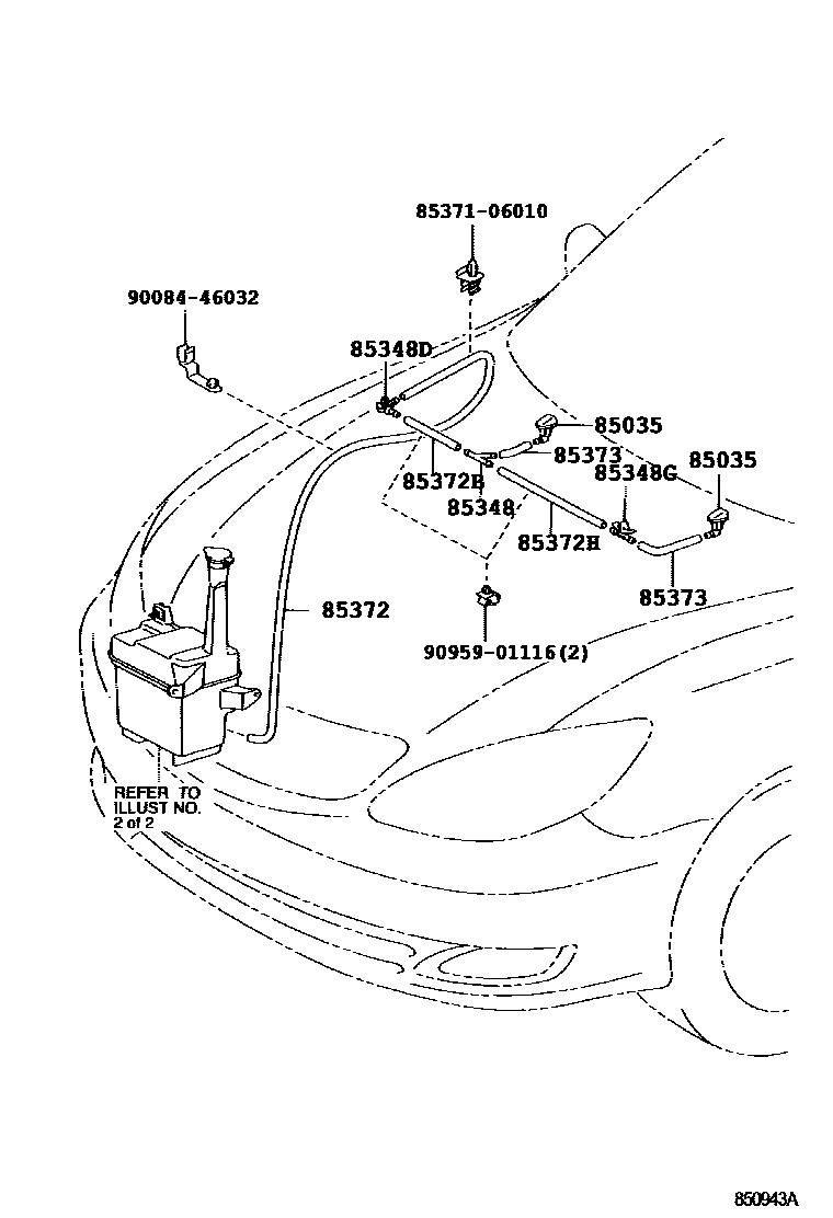 Toyota CAMRY 挡风玻璃清洗器 EPC diagram — 850943A