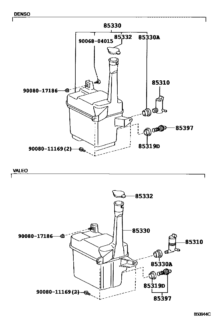 Toyota CAMRY 挡风玻璃清洗器 EPC diagram — 850944C