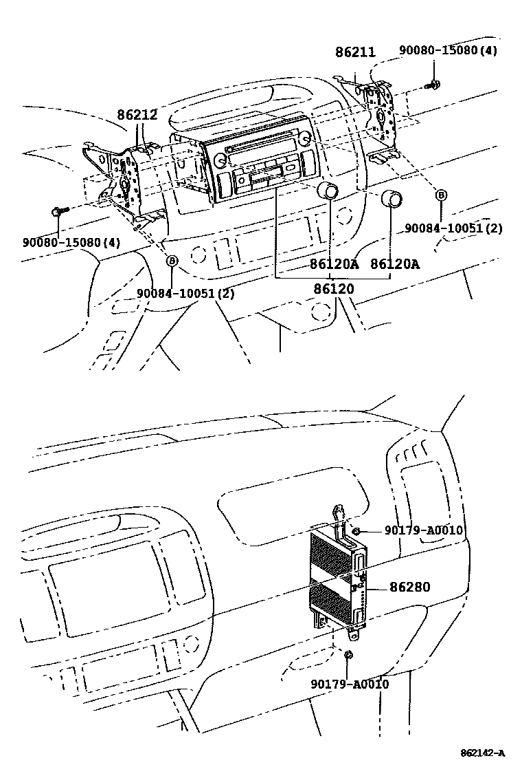 Toyota CAMRY 收音机、放大器和冷凝器 EPC diagram — 862142A