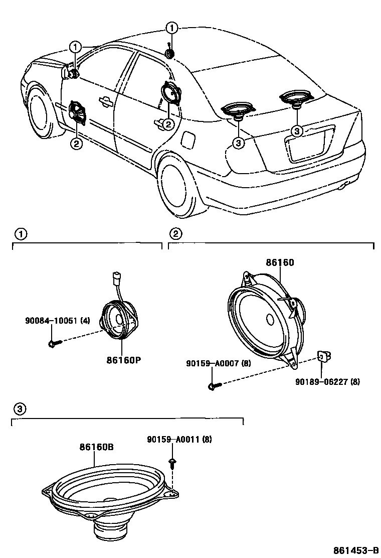 Toyota CAMRY 扬声器 EPC diagram — 861453B