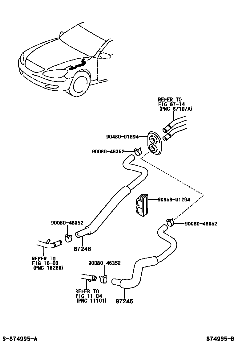 Toyota CAMRY 暖风和空调系统 - 水管 EPC diagram — 874995B