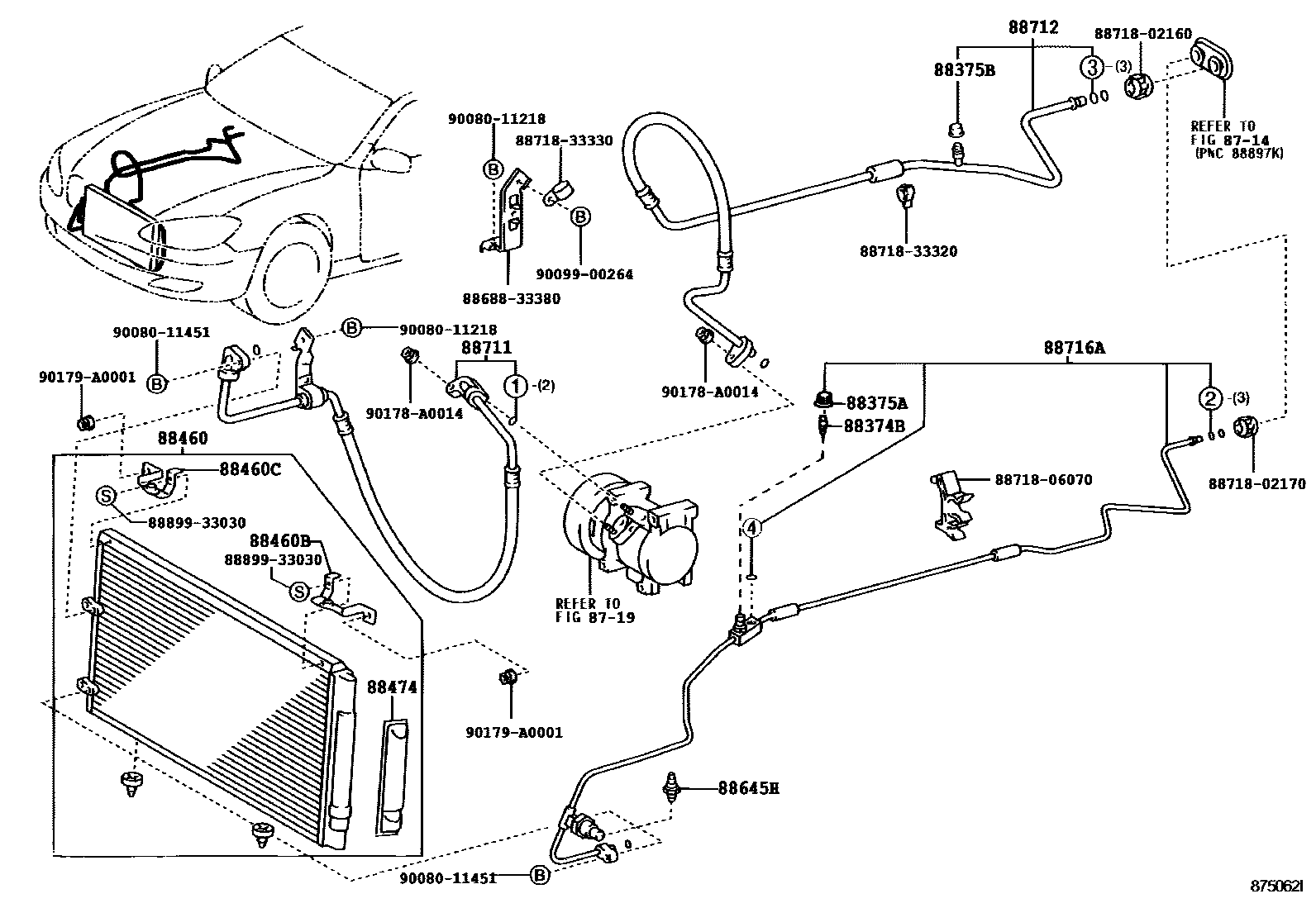 Toyota CAMRY Heating & Air Conditioning - Cooler Piping EPC diagram — 875062I