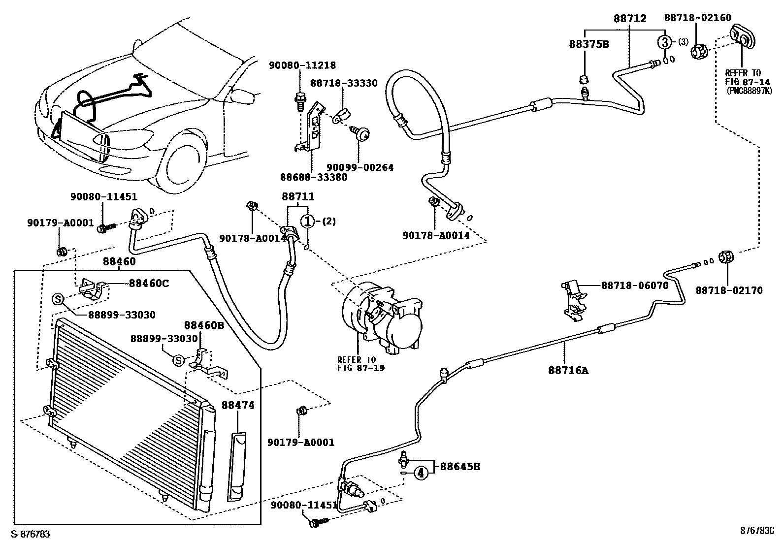 Toyota CAMRY Heating & Air Conditioning - Cooler Piping EPC diagram — 876783C