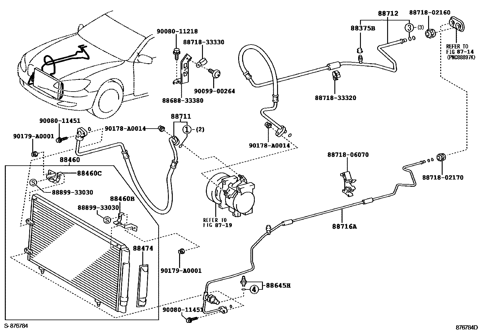 Toyota CAMRY Heating & Air Conditioning - Cooler Piping EPC diagram — 876784D
