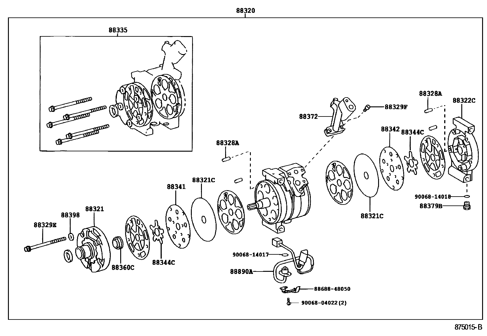 Toyota CAMRY Heating & Air Conditioning - Compressor EPC diagram — 875015B
