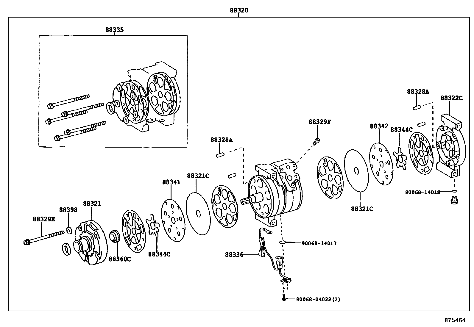 Toyota CAMRY Heating & Air Conditioning - Compressor EPC diagram — 875464