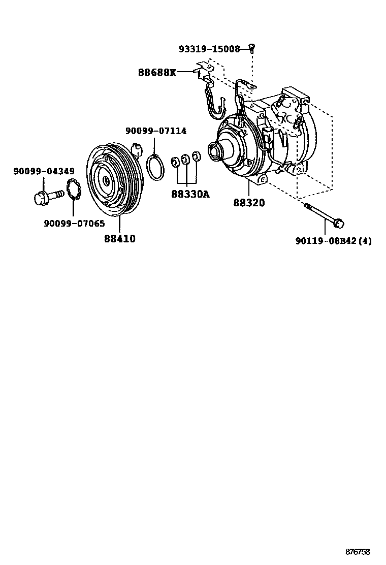 Toyota CAMRY Heating & Air Conditioning - Compressor EPC diagram — 876758