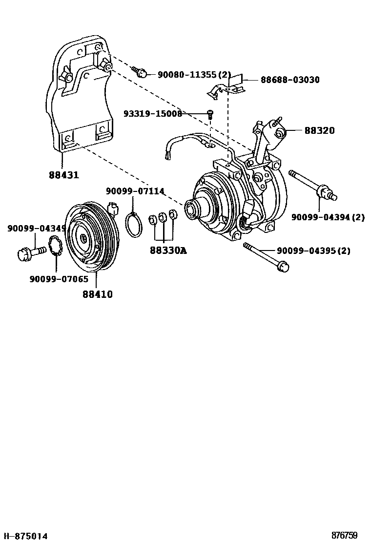 Toyota CAMRY Heating & Air Conditioning - Compressor EPC diagram — 876759