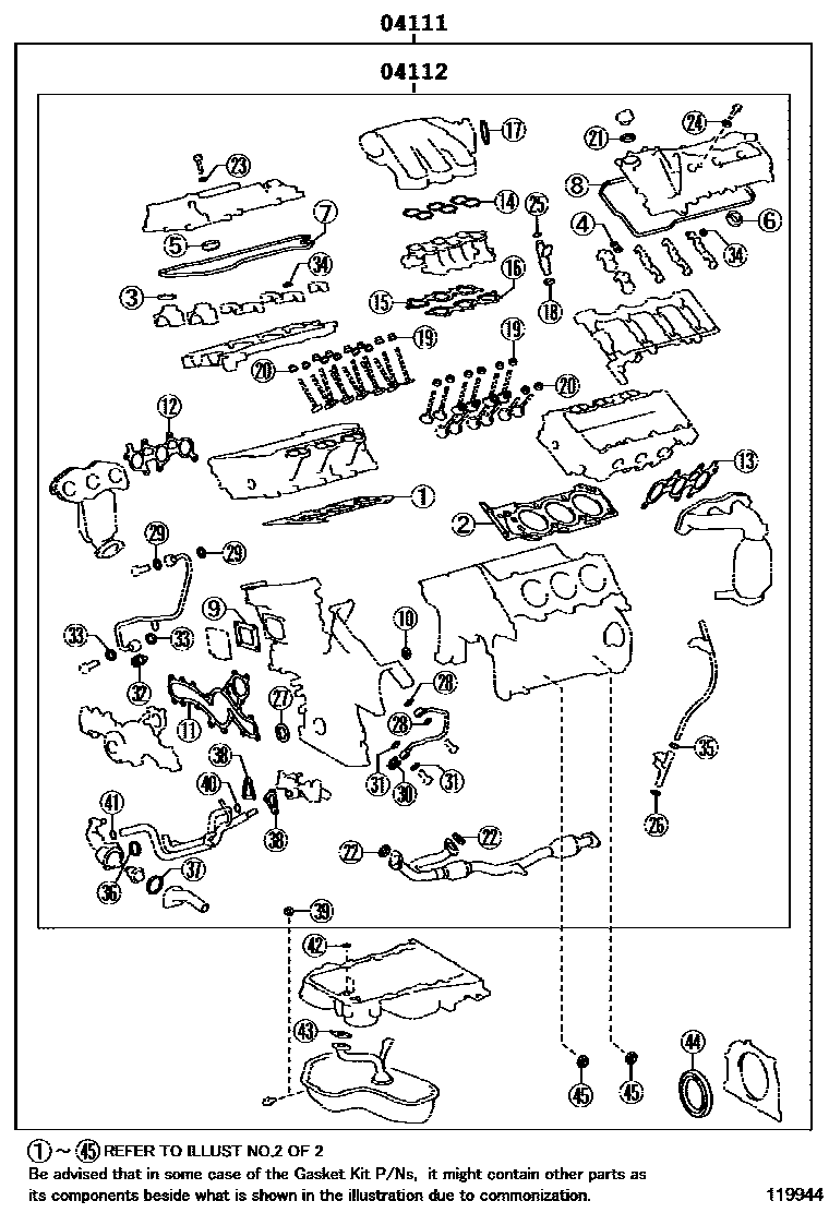 Toyota CAMRY Engine Overhaul Gasket Kit EPC diagram — 119944