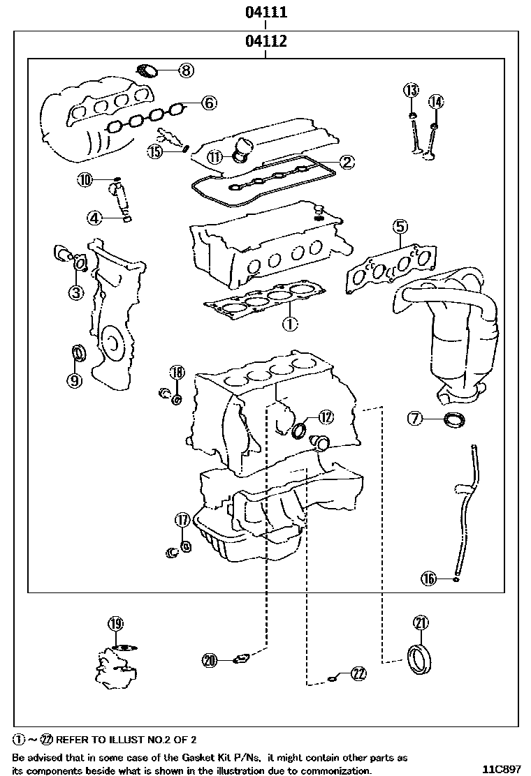 Toyota CAMRY Engine Overhaul Gasket Kit EPC diagram — 11C897