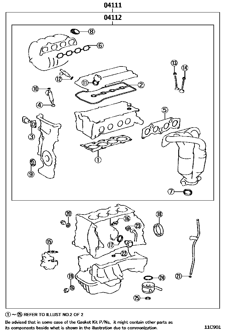 Toyota CAMRY Engine Overhaul Gasket Kit EPC diagram — 11C901