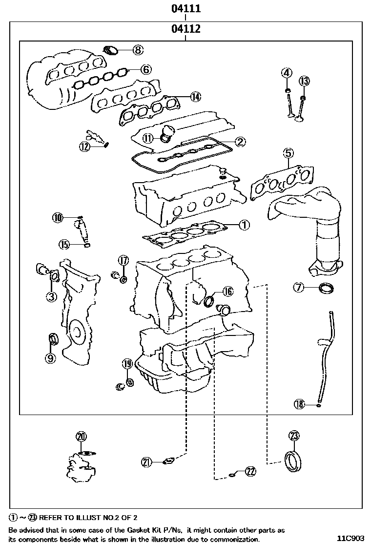 Toyota CAMRY Engine Overhaul Gasket Kit EPC diagram — 11C903