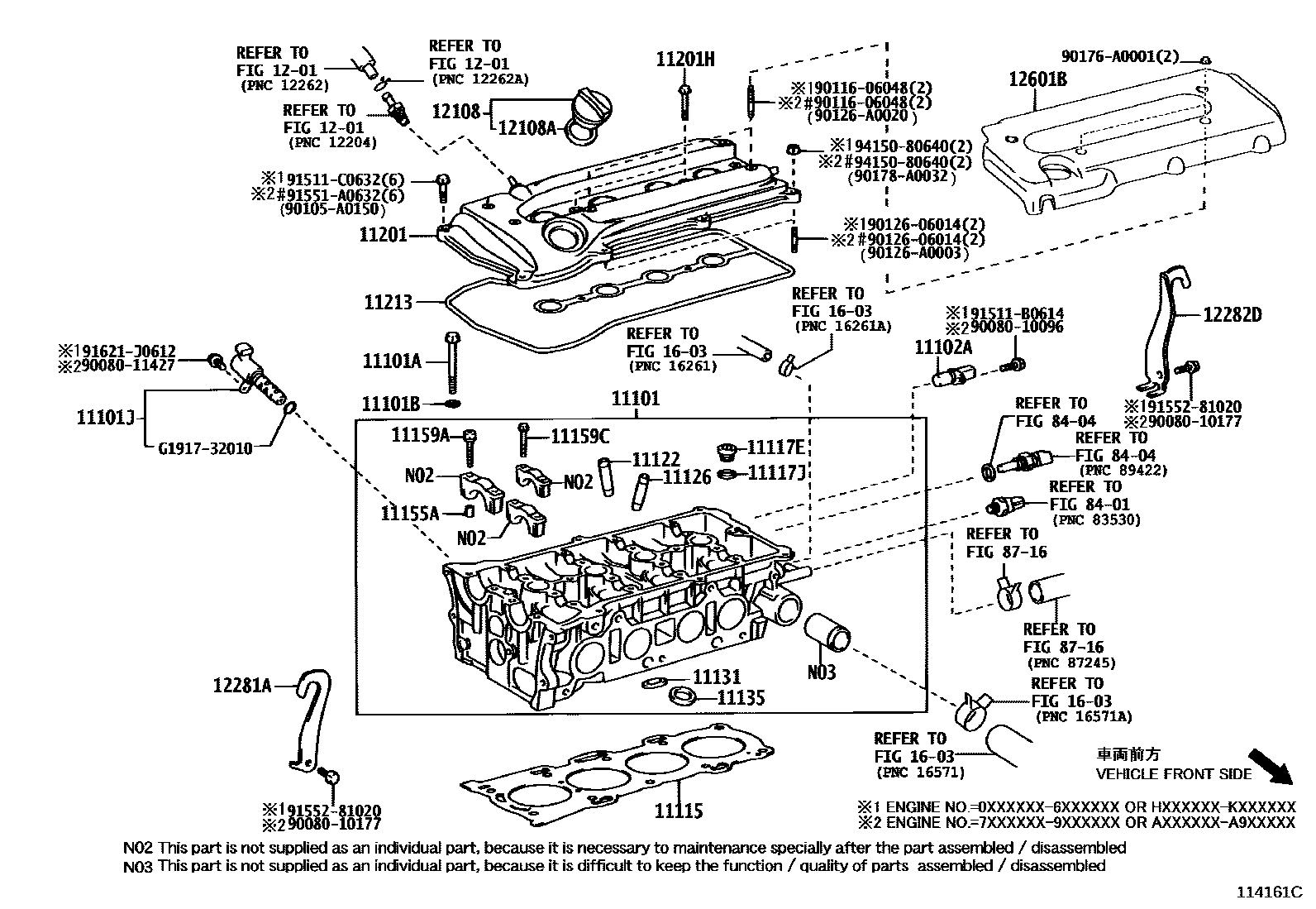 Toyota CAMRY Cylinder Head EPC diagram — 114161C
