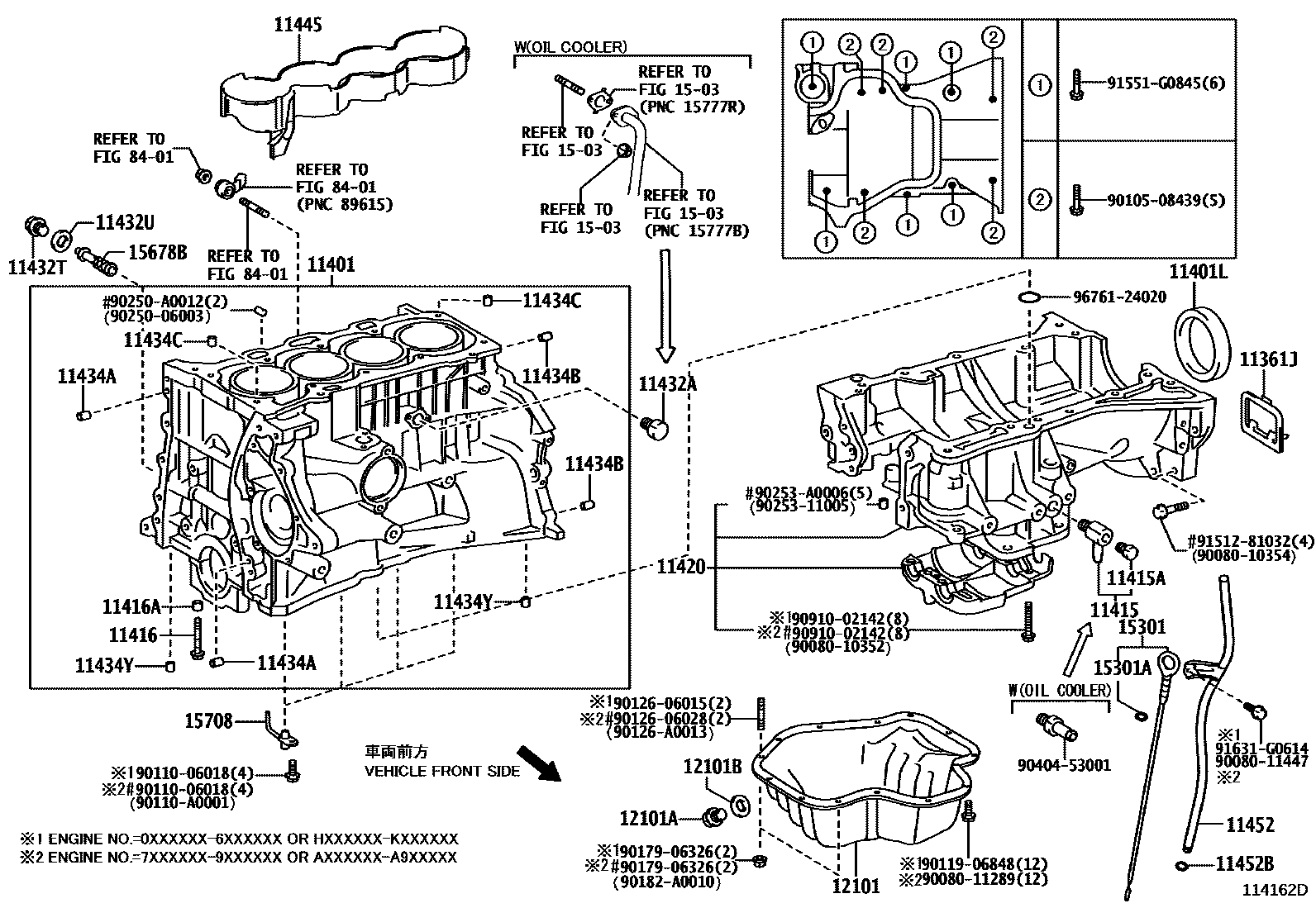Toyota CAMRY Cylinder Block EPC diagram — 114162D