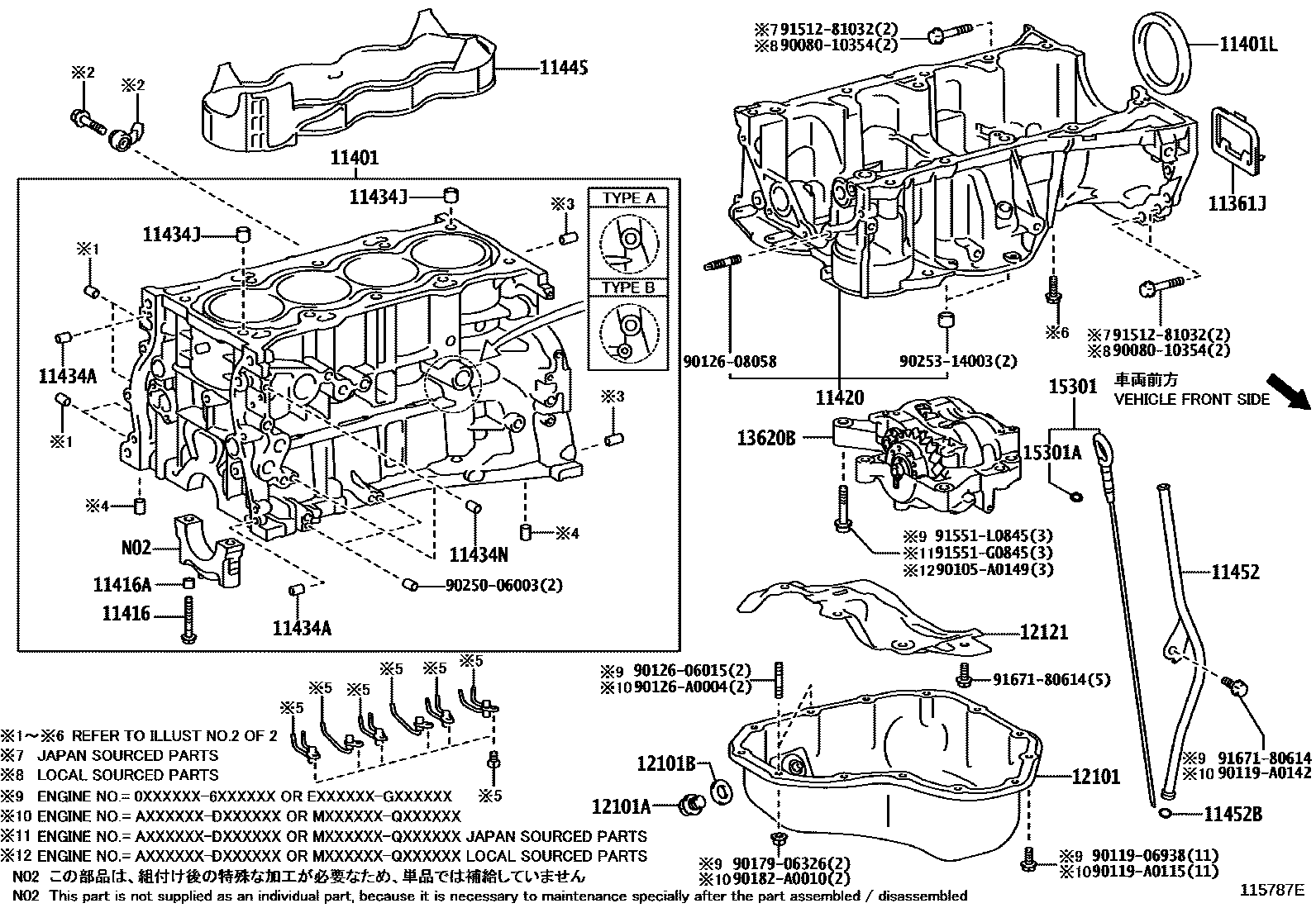 Toyota CAMRY Cylinder Block EPC diagram — 115787E