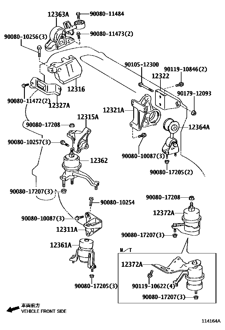 Toyota CAMRY Engine Mounting EPC diagram — 114164A