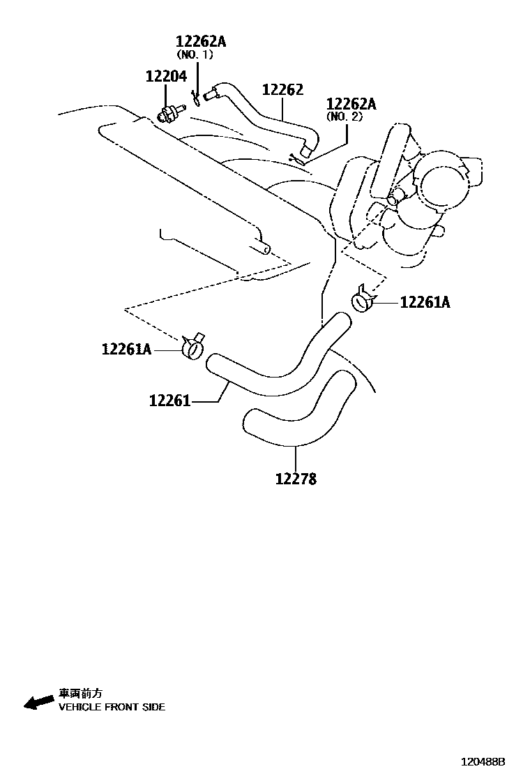 Toyota CAMRY Ventilation Hose EPC diagram — 120488B