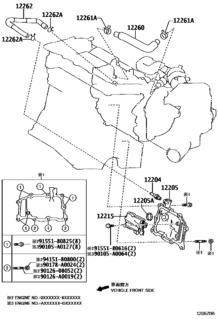 Toyota CAMRY Ventilation Hose EPC diagram — 120670B