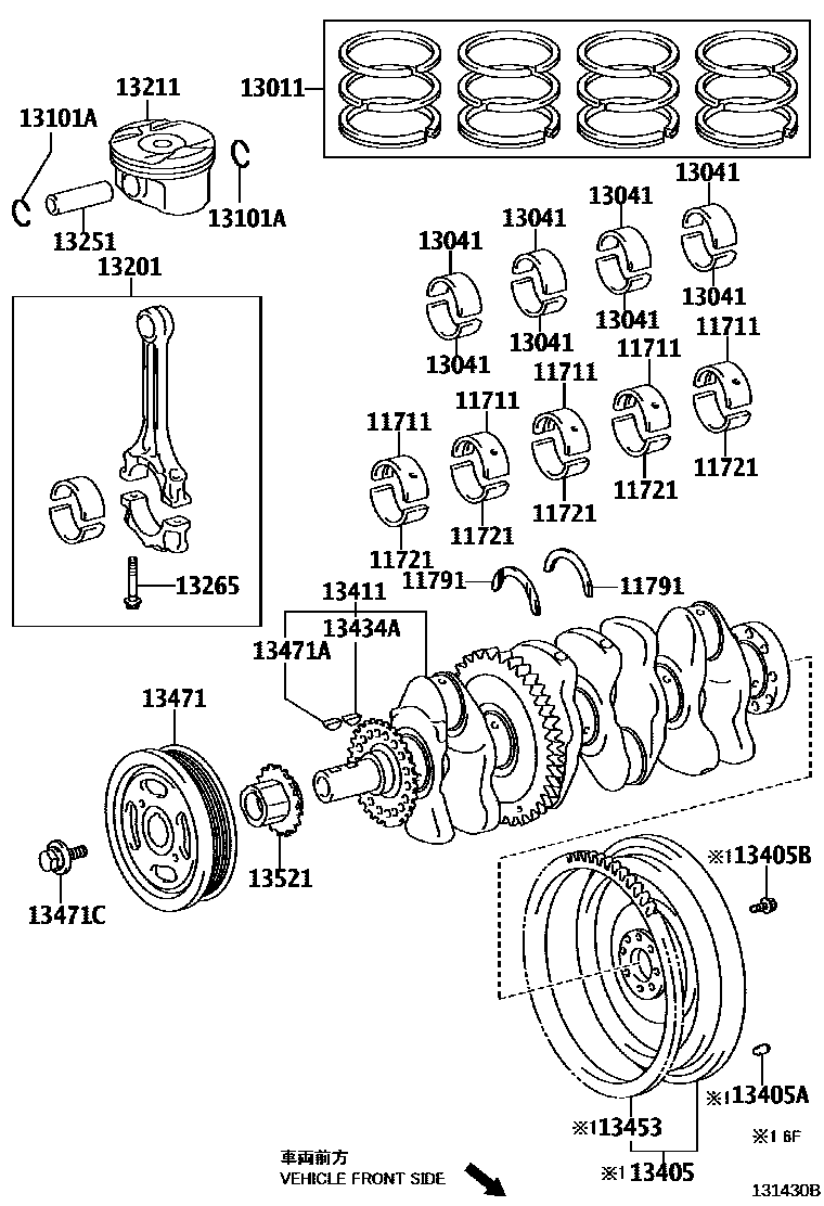 Toyota CAMRY Crankshaft & Piston EPC diagram — 131430B