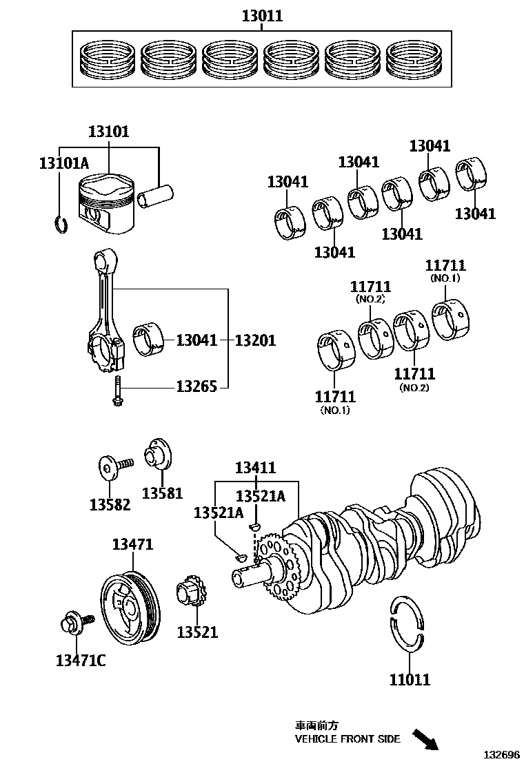 Toyota CAMRY Crankshaft & Piston EPC diagram — 132696