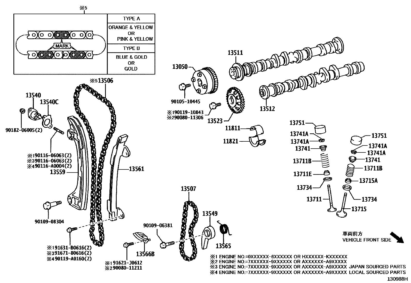 Toyota CAMRY Camshaft & Valve EPC diagram — 130988H