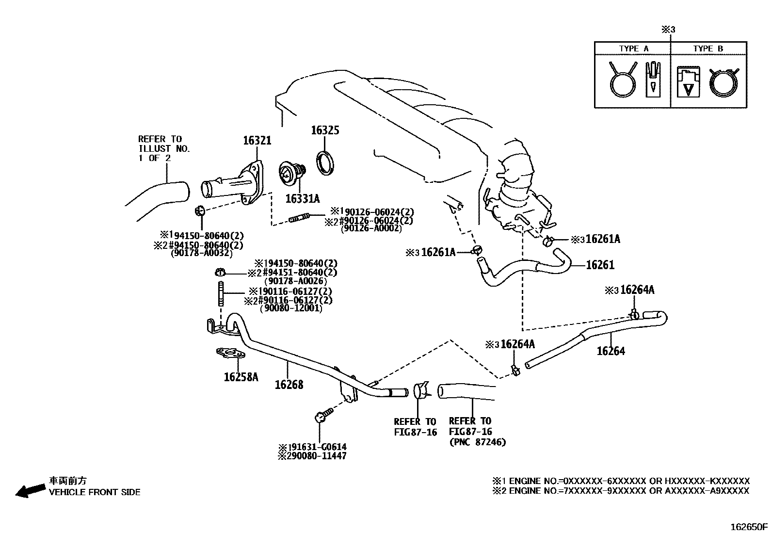 Toyota CAMRY RADIATOR & WATER OUTLET EPC diagram — 162650F