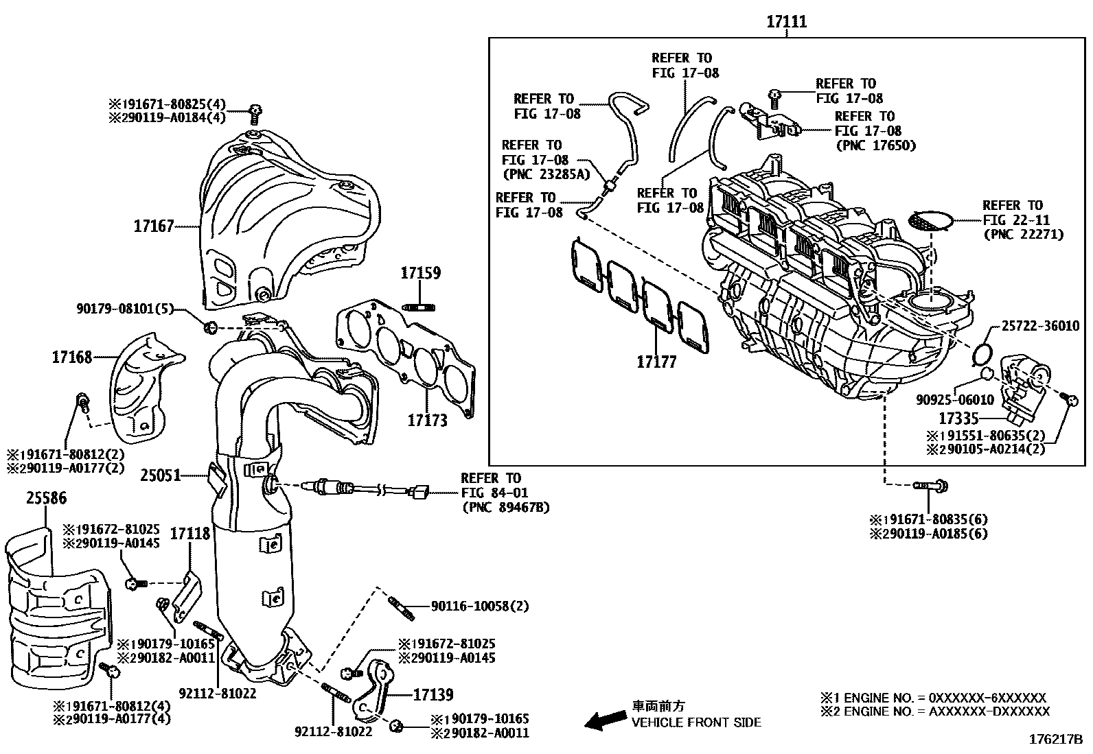Toyota CAMRY Manifold EPC diagram — 176217B