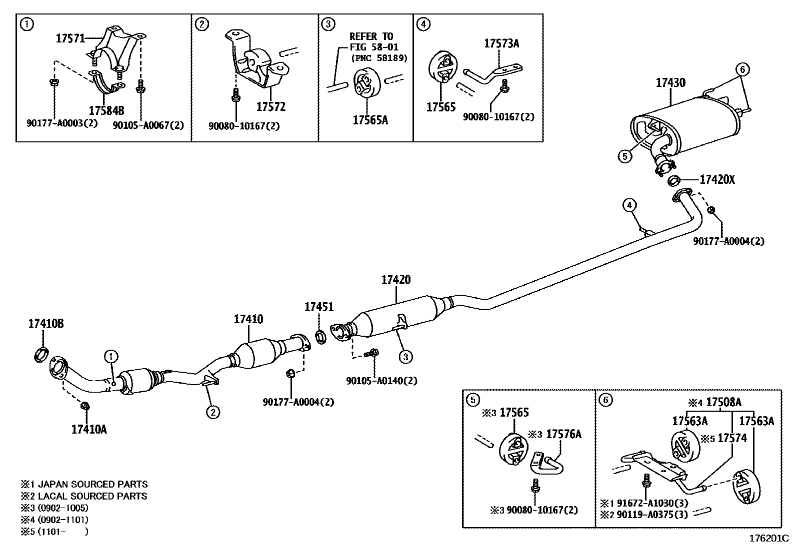 Toyota CAMRY Exhaust Pipe EPC diagram — 176201C