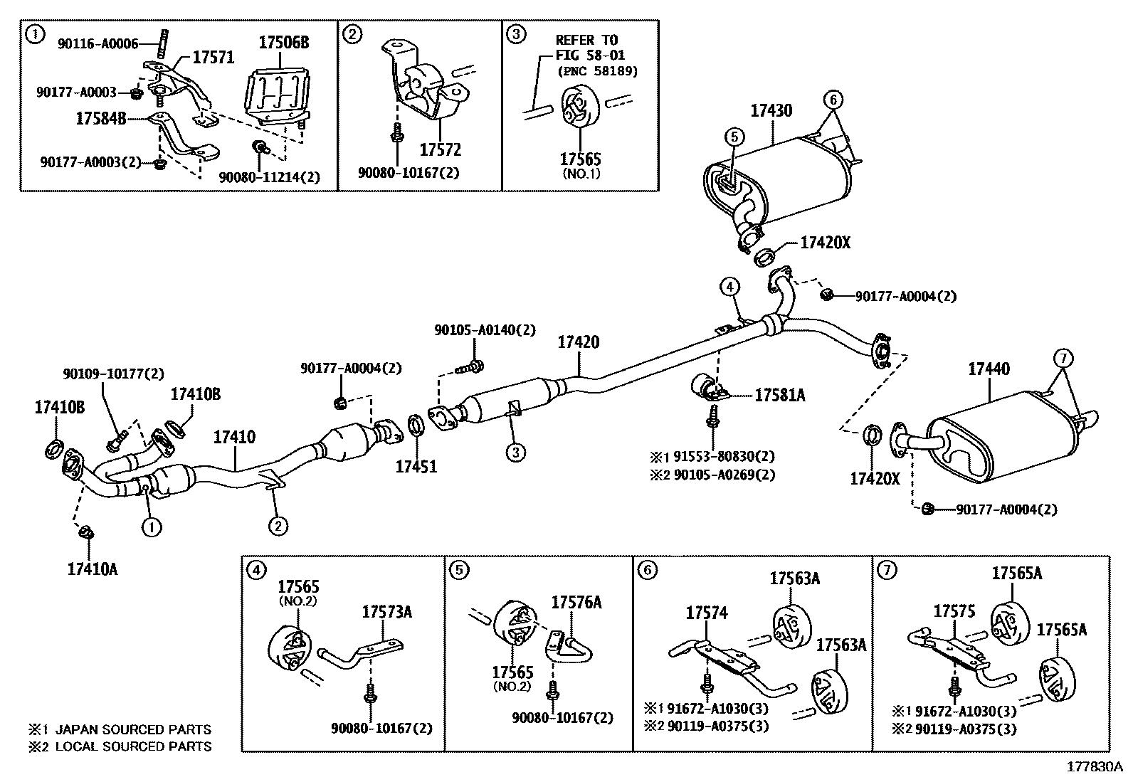 Toyota CAMRY Exhaust Pipe EPC diagram — 177830A
