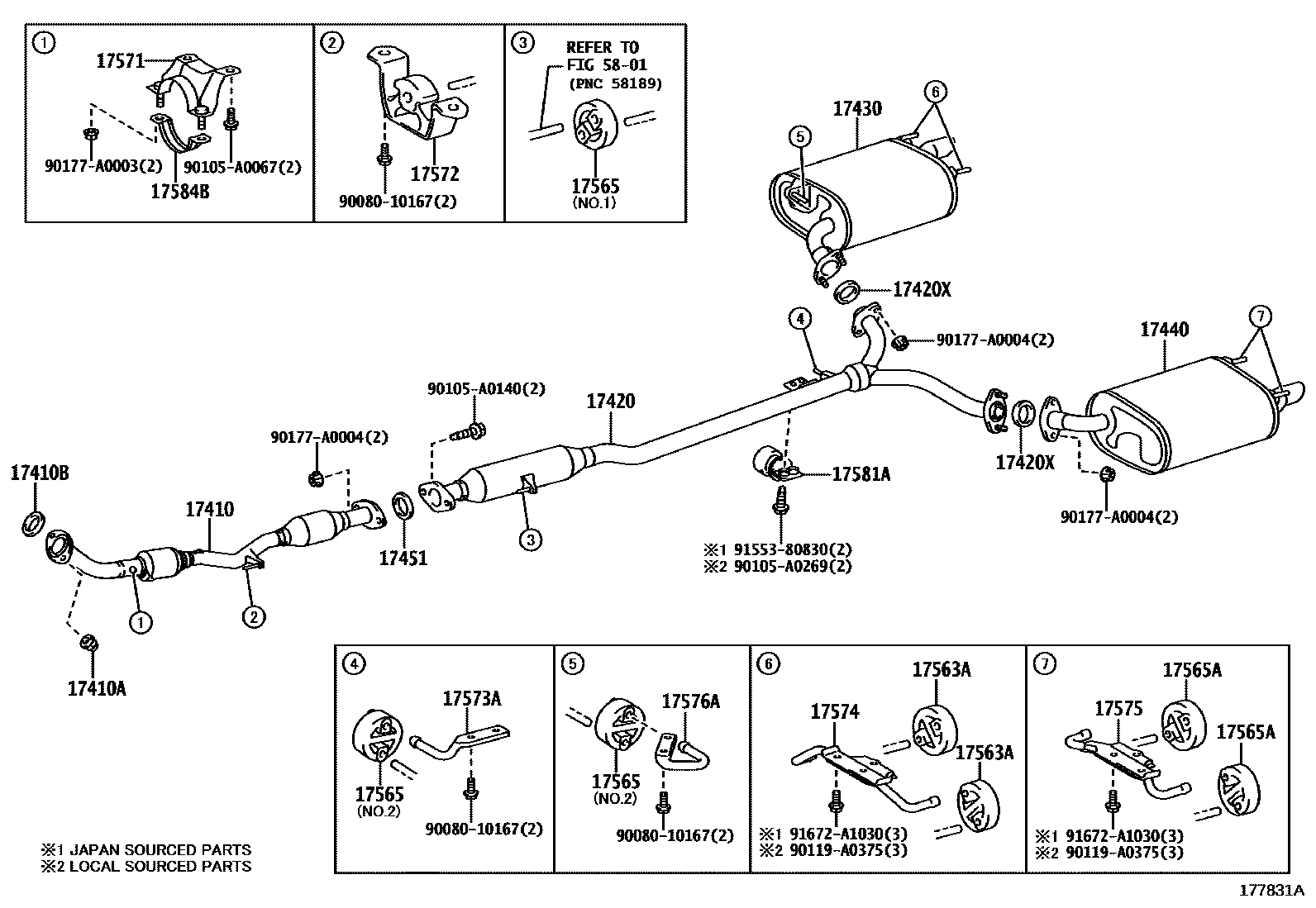 Toyota CAMRY Exhaust Pipe EPC diagram — 177831A
