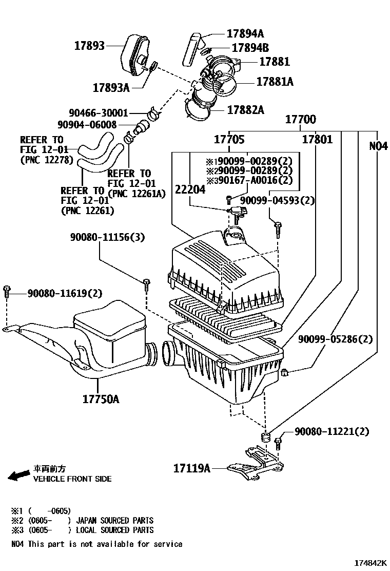 Toyota CAMRY Air Cleaner EPC diagram — 174842K