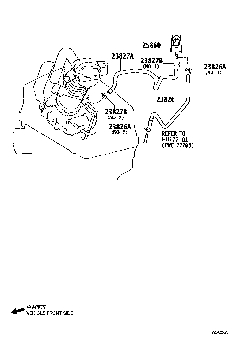 Toyota CAMRY vacuum tube EPC diagram — 174843A