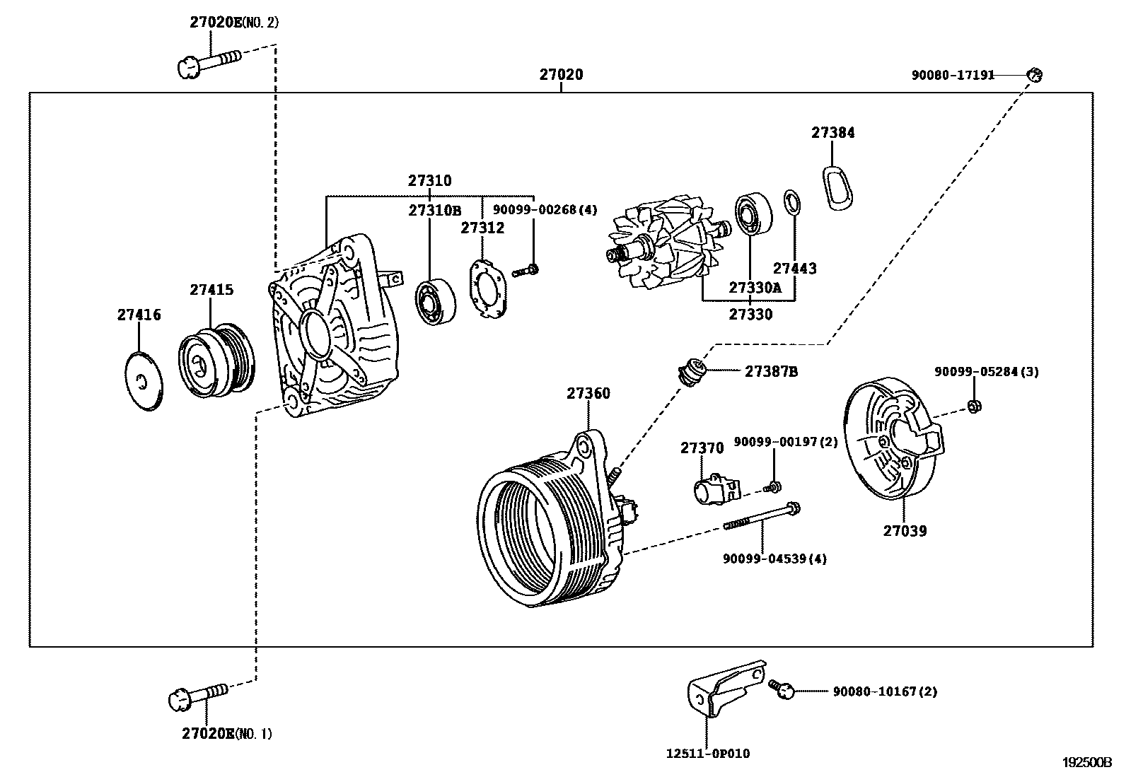 Toyota CAMRY Alternator EPC diagram — 192500B