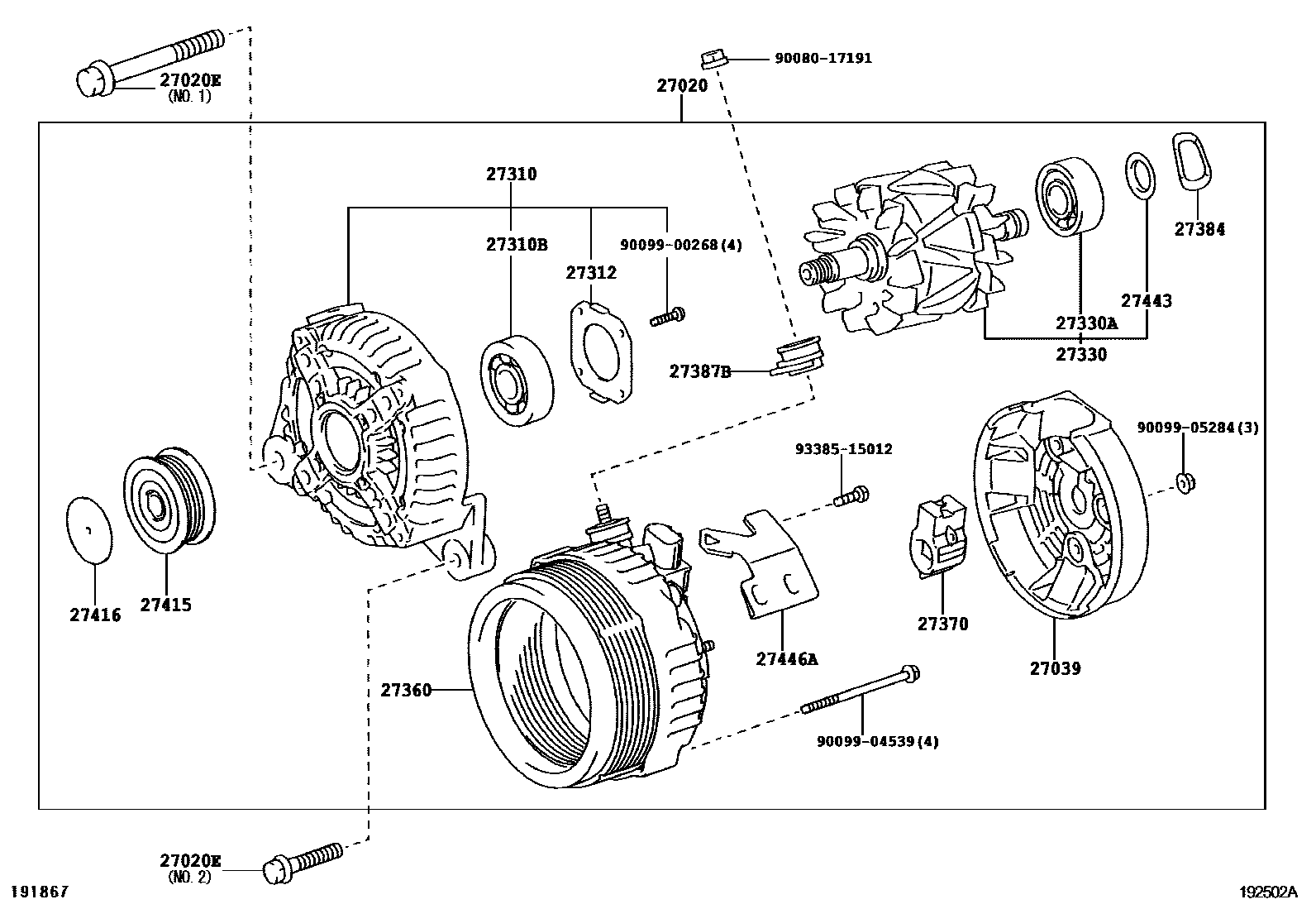 Toyota CAMRY Alternator EPC diagram — 192502A