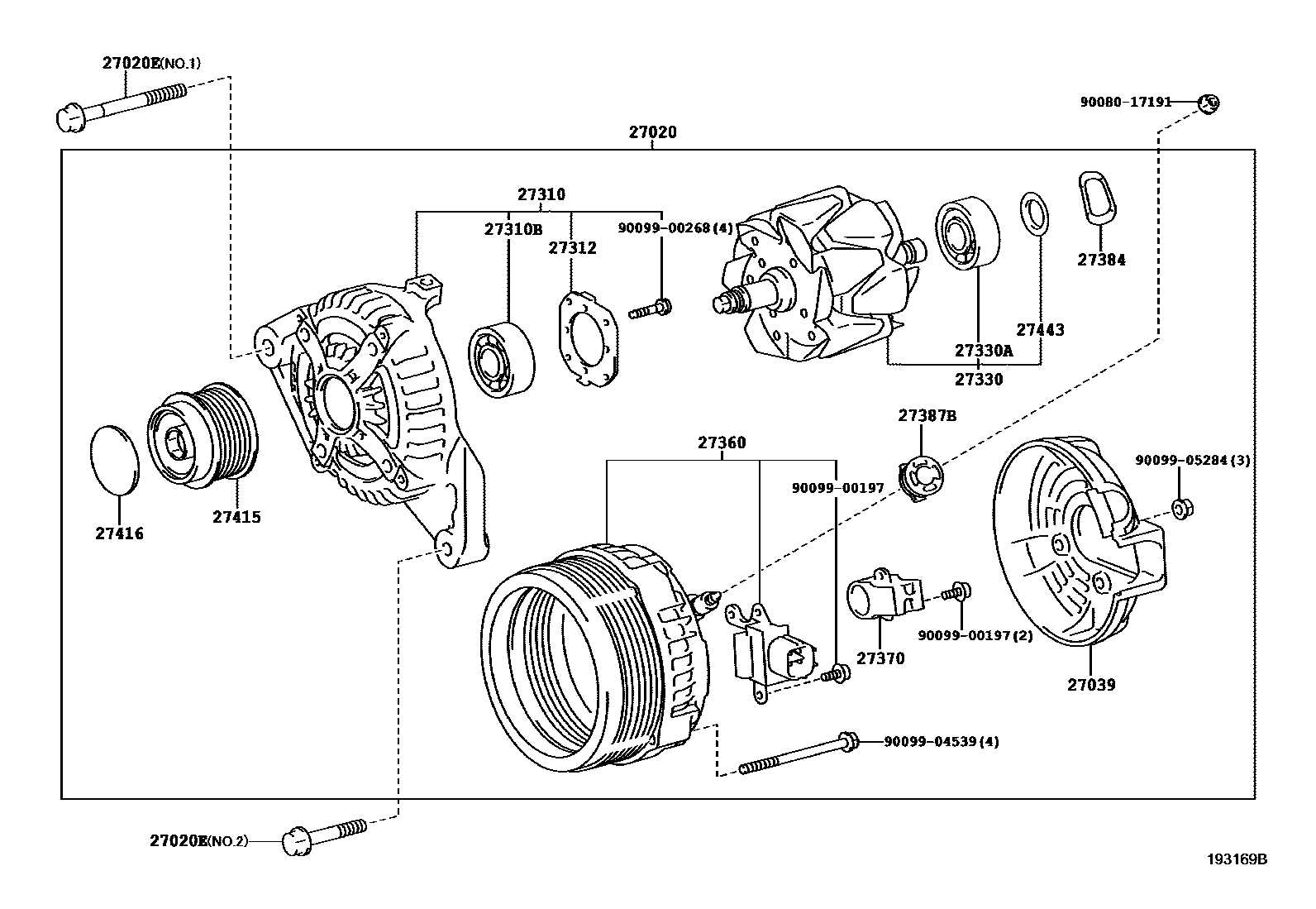 Toyota CAMRY Alternator EPC diagram — 193169B