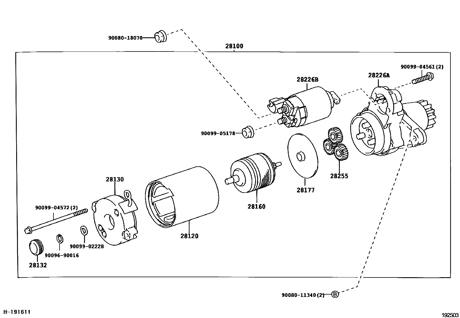 Toyota CAMRY 起动机 EPC diagram — 192503